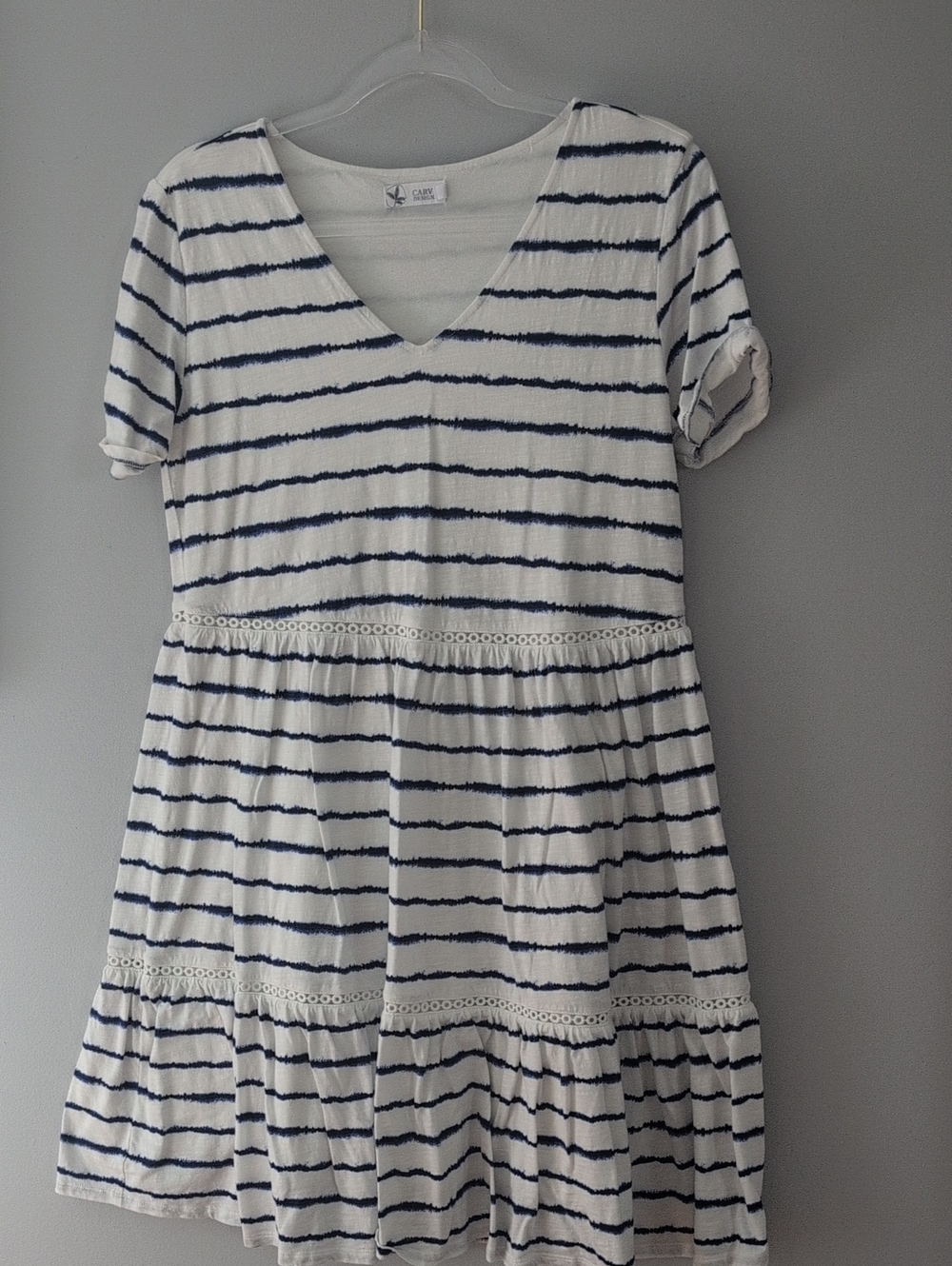 Carve Design Navy Stripe Casual Tiered Dress